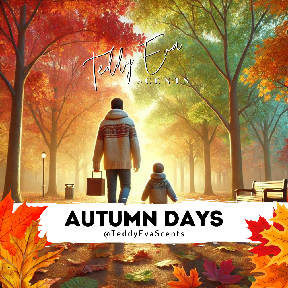 Autumn Days has a lovely warmth to it. Just picture warming cinnamon mixed with nutmeg, ginger, and hints of clove.