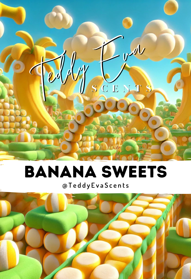 "Our Banana Sweets wax melt captures the unmistakable scent of classic foam banana candies. With a creamy, candy-like banana aroma and a hint of vanilla sweetness, this fragrance is both nostalgic and comforting. Perfect for adding a touch of fun and warmth to your home!"