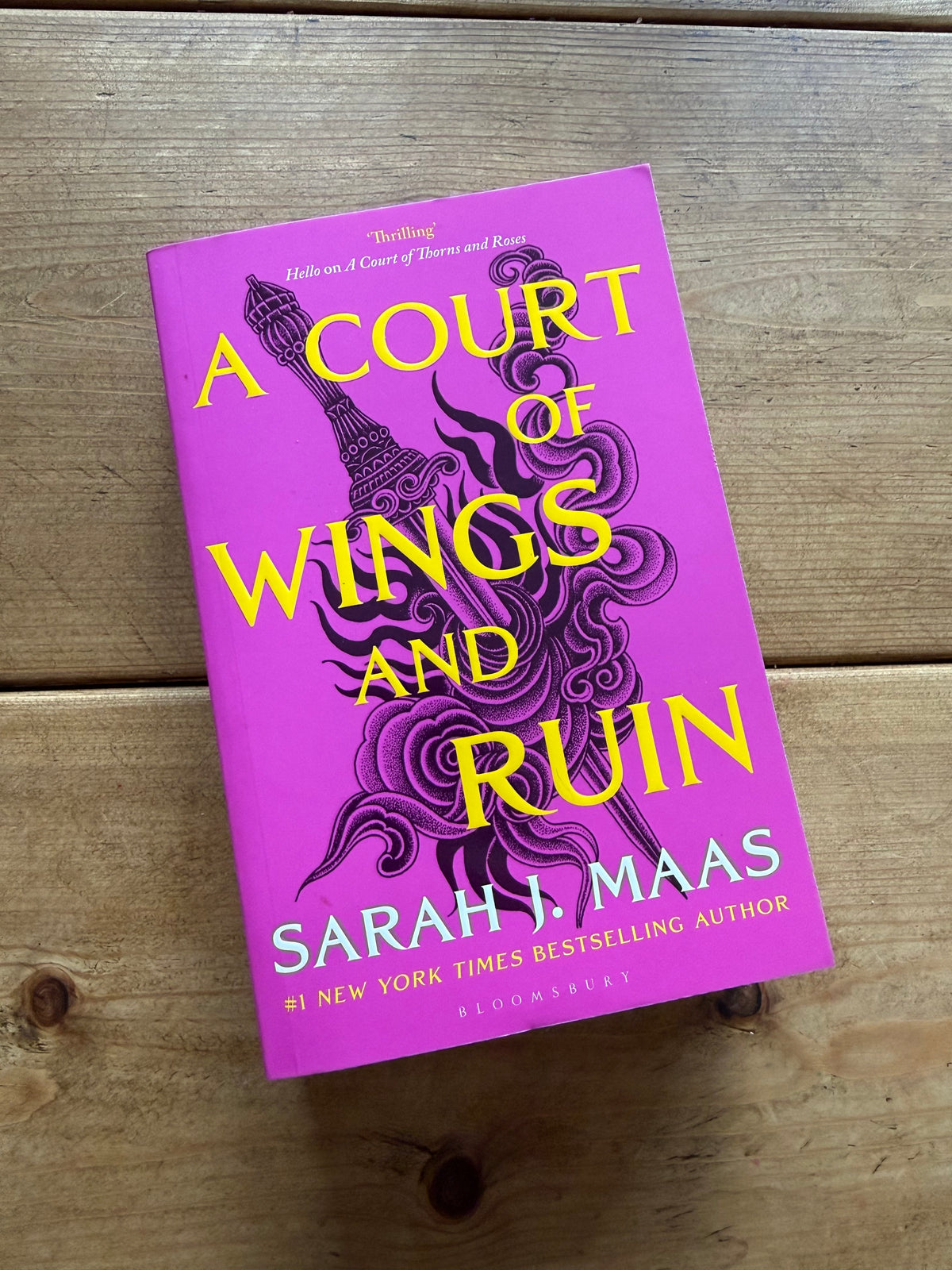 Actual pre-loved copy of A Court of Wings and Ruin