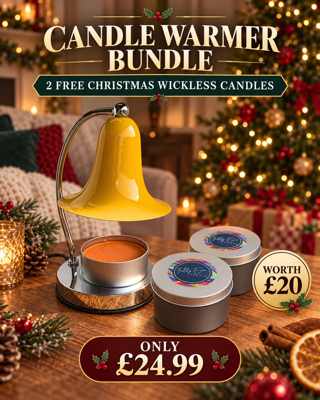Christmas warmer bundle, yellow candle warmer