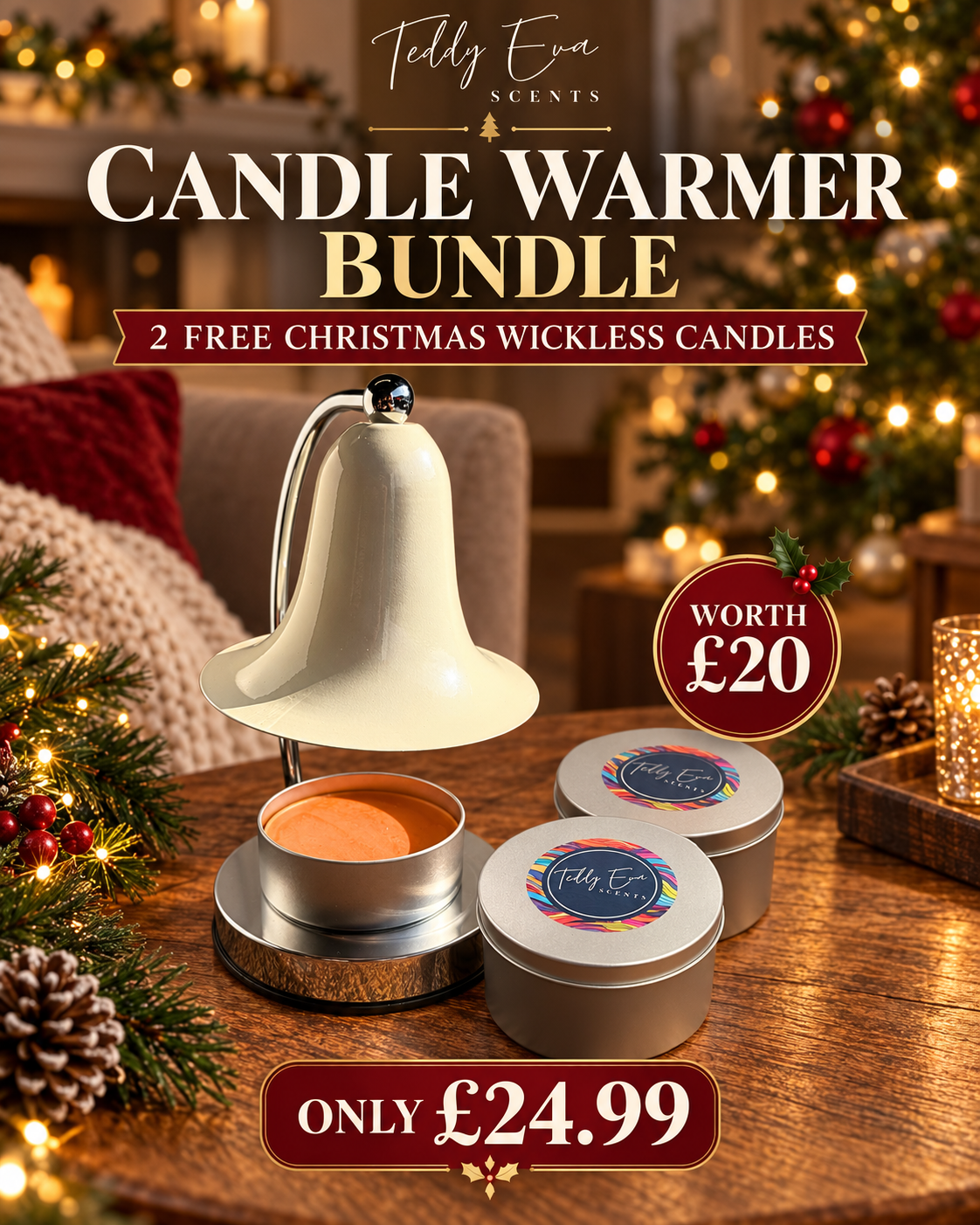 Christmas warmer bundle, white candle warmer